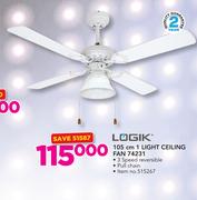 Logik 105cm 1 Light Ceiling Fan