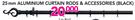 Decorland 25mm Aluminium Curtain Rods & Accessories (Black) 1m Rod