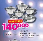 Mainstays 12-Piece Stainless Steel Solid Lids Pot Set-Per Set