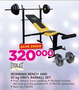 Everlast Ironman Bench And 20kg Vinyl Barbell Set