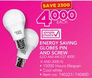 Simple Choice Energy Saving Globes Pin And Screw-Each