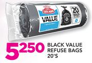 Black Value Refuse Bags-20's Pack
