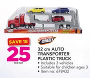Adventure Wheels 32cm Auto Transporter Plastic Truck Includes 3 Vehicles