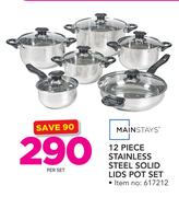 Mainstays 12 Piece Stainless Steel Solid Lids Pot Set