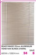 Decorland Ready-Made 25mm Aluminium Venetian Blinds (Fawn)-600X1000mm