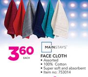 Mainstays Face Cloth Assorted-Each