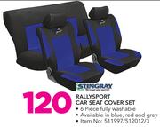 Stingray Rallysport 6 Piece Car Seat Cover Set In Blue, Red & Grey.