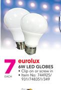 Eurolux 6W LED Globes Clip On Or Screw In-Each