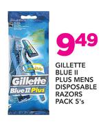 Gillette Blue II Plus Mens Disposable Razors Pack 5's