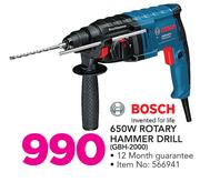 Bosch 650W Rotary Hammer Drill GBH-2000