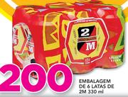 Embalagem de 6 latas de 2M 330ml