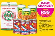 Ace Super MaizeMeal 2.5Kg/LuckyStar Pilchards In Tomato/Hot Chilli Sauce 3x400g&Koo Chakalaka 3x410g