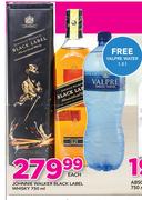 Johnnie Walker Black Label Whisky 750ml With Free Valpre Water 1.5Ltr