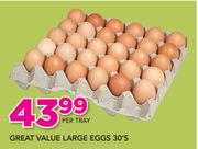 Great Value Large Eggs-30's Per Tray