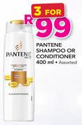 Pantene Shampoo Or Conditioner-3 x 400ml