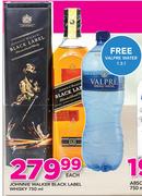 Johnie Walker Black Label Whisky-750ml With Free Valpre Water 1.5Ltr