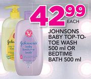 Johnsons Baby Top To Toe Wash 500ml Or Bedtime Bath 500ml-Each