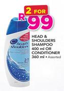 Head & Shoulders Shampoo 400ml Or Conditioner 360ml-For 2
