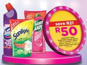 Sunlight Dishwashing Liquid Refill 750ml, Handy Andy Refill 750ml & Domistos 750ml-For All