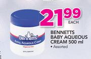 Bennetts Baby Aqueous Cream-500ml Each