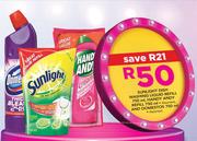 Sunlight Dish Washing Liquid Refill-750ml,Handy Andy Refill-750ml & Domestos-750ml