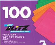 Blitz 8 Pack Terry Clothes Or Bamboo Cloth-Per Pack