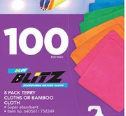 Blitz 8 Pack Terry Cloths Or Bamboo Cloth-Per Pack