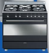 Smeg 90cm Full Gas Black Cooker SSA91GGA9