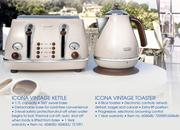 Delonghi Icona Vintage Kettle + Delonghi Icona Vintage Toaster-Both For
