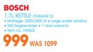 Bosch 1.7Ltr Kettle TWK6A813