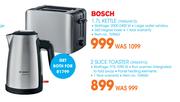 Bosch 1.7Ltr Kettle TWK6A813 + Bosch 2 Slice Toaster TAT6A913