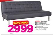 Aspen Sleeper Couch Black H77 x W180 x D92cm