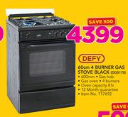 Defy 60cm 4 Burner gas Stove Black DGS170