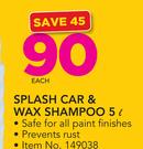 Shield Splash Car & Wax Shampoo-5Ltr Each