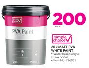 Simple Choice 20Ltr Matt PVA White Paint