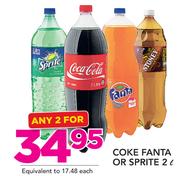 Coke, Fanta Or Sprite-2X2Ltr