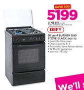Defy 60cm 4 Burner Gas Stove Black DGS170