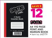 Game A4 192 Page Feint And Margin Book