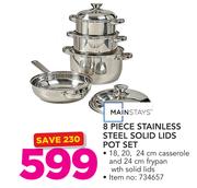 Mainstays 8 Piece Stainless Steel Solid Lids Pot Set
