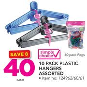 Simple Choice 10 Pack Plastic Hangers Assorted-Each