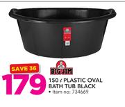 Big Jim 150Ltr Plastic Oval Bath Tub Black