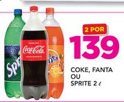 Coke, Fanta Ou Sprite-2 x 2Ltr