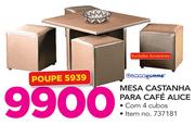 Gommagomma Mesa Castanha para Cafe Alice Com 4 cubos