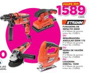 Stramm Furadeira de Impacto 500W/Rebarbadora Angular 500W/Serra de Vaivem 450W/Lixadeira Orbital150W
