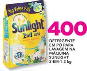 Detergente em pó Para Lavagem na Máquina Sunlight 2 em 1 -2kg
