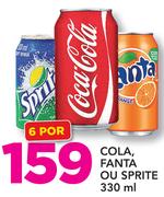 Cola, Fanta OU Sprite-6 x 330ml