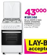 Bruhm 50cm White 4 Gas Stove Standing Cooker BGC5040G2