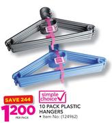Simple Choice 10 Pack Plastic Hangers-Per Pack