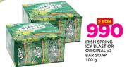 Irish Spring Icy Blast Or Original x 3 Bar Soap-2 x 100g