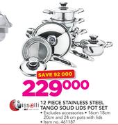 Tissolli 12 Piece Stainless Steel Tango Solid Lids Pot Set